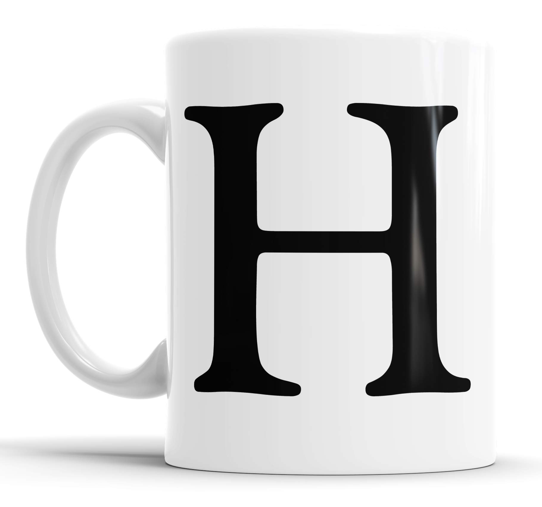 Faithful Prints Alphabet Mug Letter Mugs Initial Coffee Cup Birthday Fathers Day Gift (Letter H)