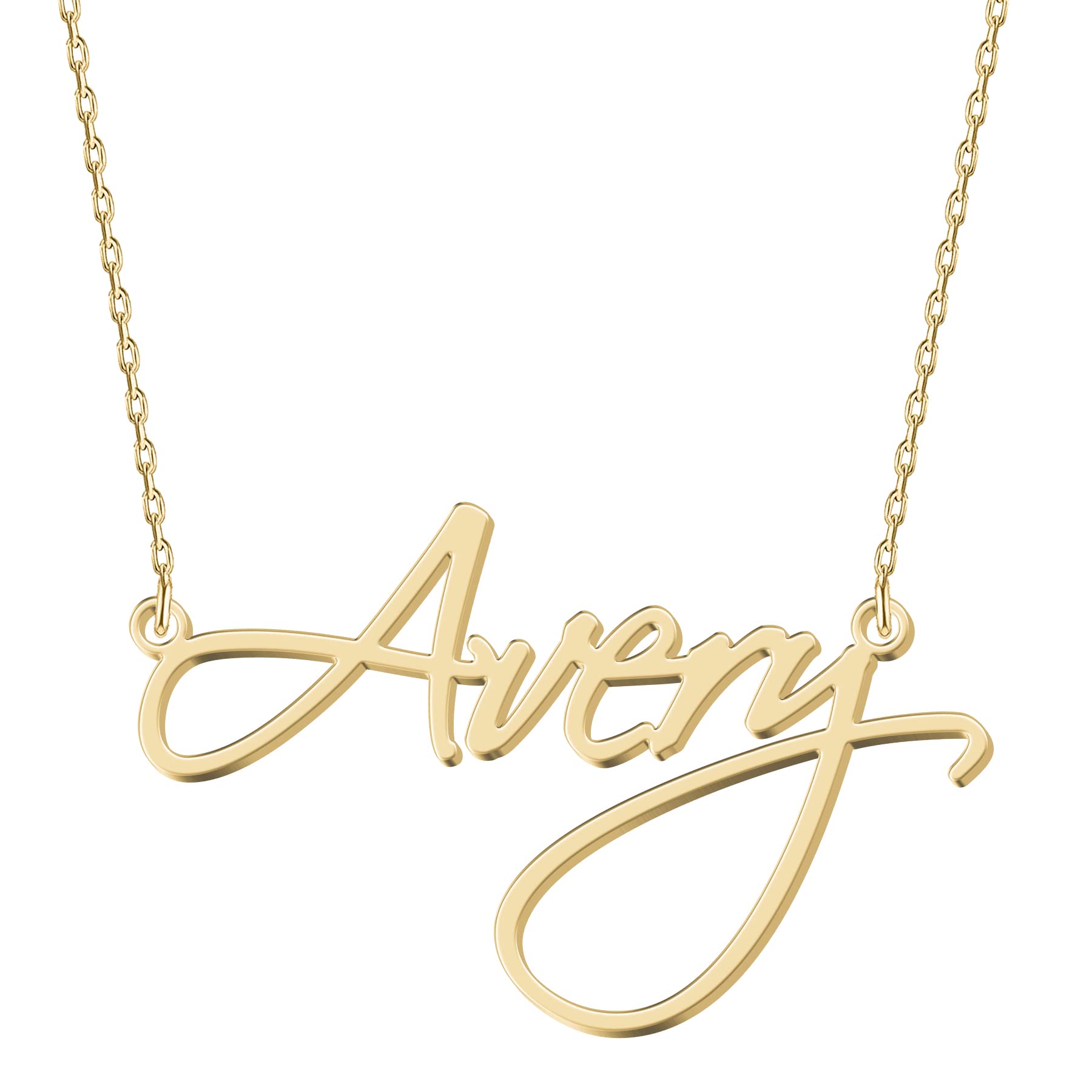 UMAGICBOX Personalized Avery Name Necklace 18K Gold