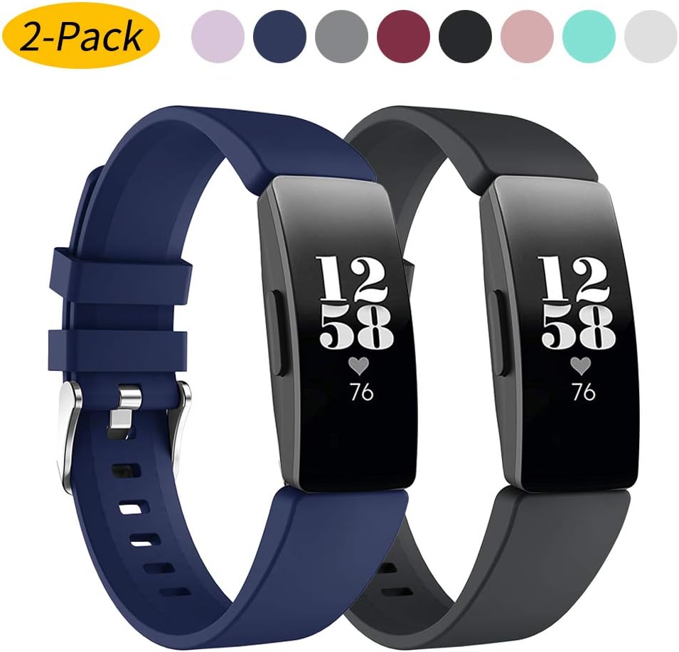 Watbro Bands Compatible with Fitbit Inspire HR/Fitbit Inspire/Fitbit Ace 2, Soft Silicone Sports Replacement Wristband, Water Resistant Fitness Straps Multi Color for Women Men Large Small
