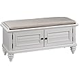 Bermuda Brushed White Upholstered Bench by Home Styles