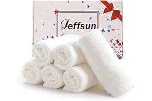 JEFFSUN Face Towels 6 Pack, 13x13 inch Extra Large White Wash Cloths on Sensitive Skin, Super Soft and Skin Friendly Bath Washcloths for Face and Body, Easy to Clean Quick Dry Facial Cleansing Cloths
