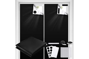LUCKJOY Blackout Curtains for Bedroom 79" x 57" Portable Blackout Shades Film 100% Blackout Window Cover No Drill Blackout Blinds with Hooks & Loops Strips Temporary Blackout Shades for Nursery Dorm Room