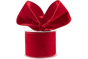 Christmas Velvet Wired Ribbon, Velvet with Satin, 10 Yards, for Gift Wrapping, Tree Decoration, Crafts (Red, 2-1/2 Inch)
