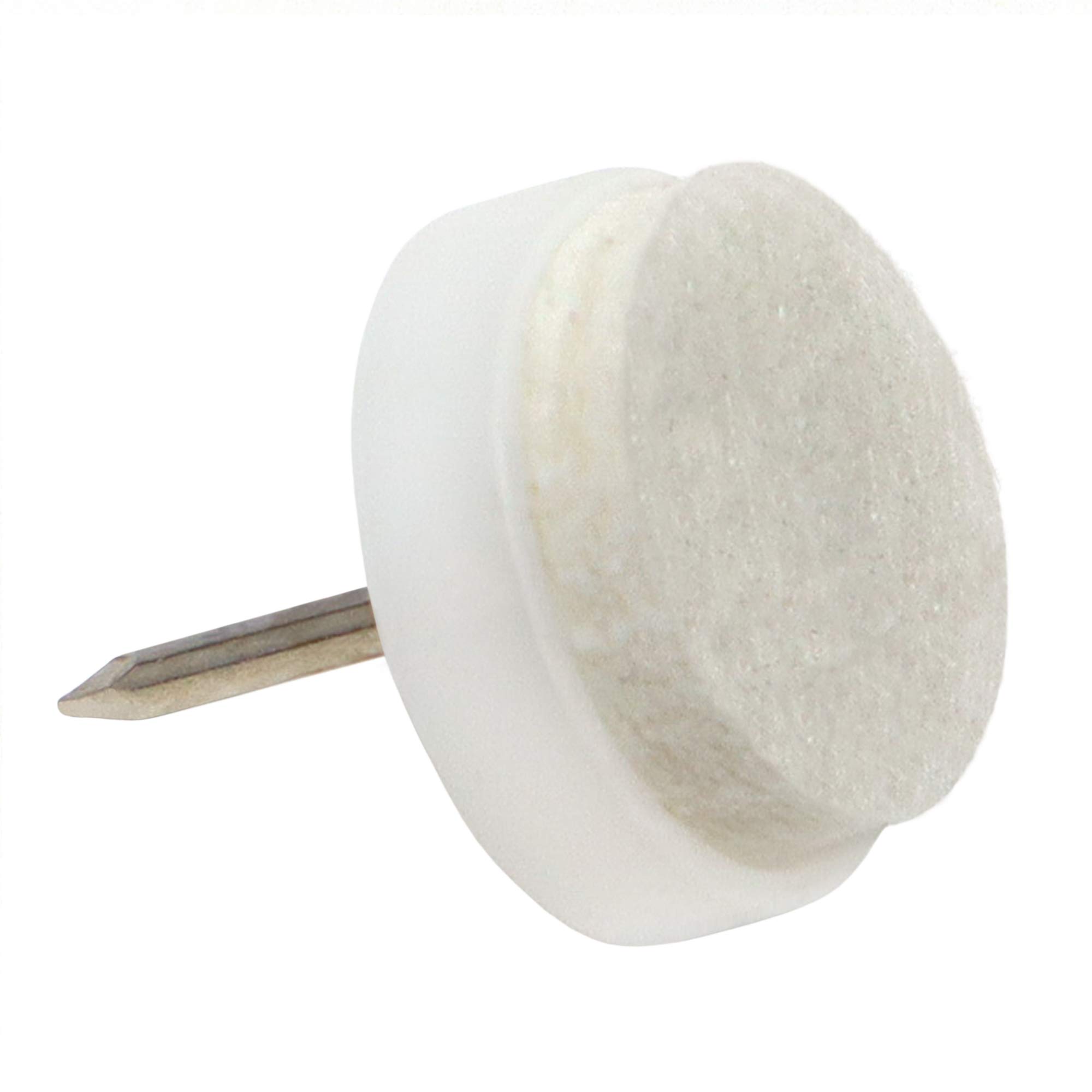 Adsamm® / 32 x Felt-pads with nail | Ø 0,67'' (Ø 17 mm) | white | round | Premium quality furniture sliders with nail by Adsamm®
