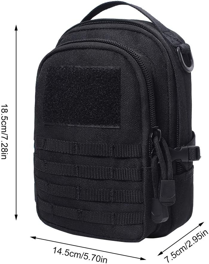 Tactical Molle Pouch, EDC Bag Waist Hanging Bag Waterproof for Camping Hiking Trekking, Black - Image 4