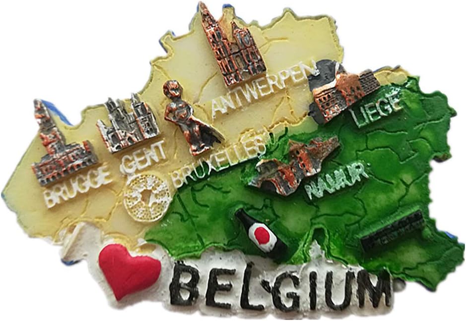 MUYU Magnet 3D Carte de Belgique Aimant de réfrigérateur, Maison et
