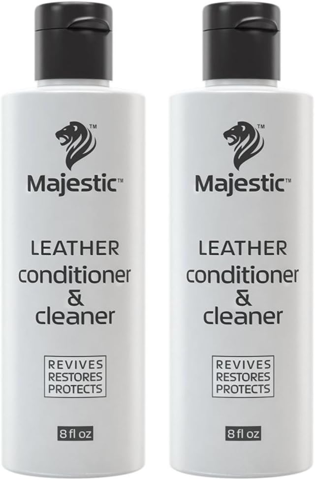 Majestic Leather Cleaner & Leather Conditioner – 2 in 1 – for use with Shoes, Apparel, Automotive Interior, Saddles, and Furniture (8 oz. (Pack of 2))