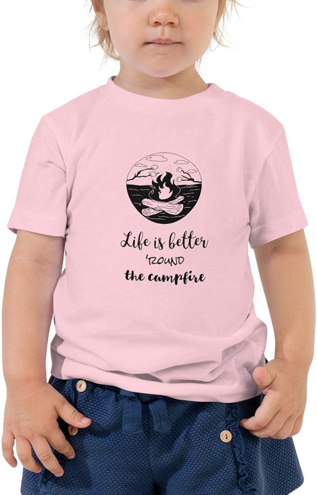Kids Camping Clothes Bella Life is Better Round The Campfire Canvas 3001T Kids Camping Shirt