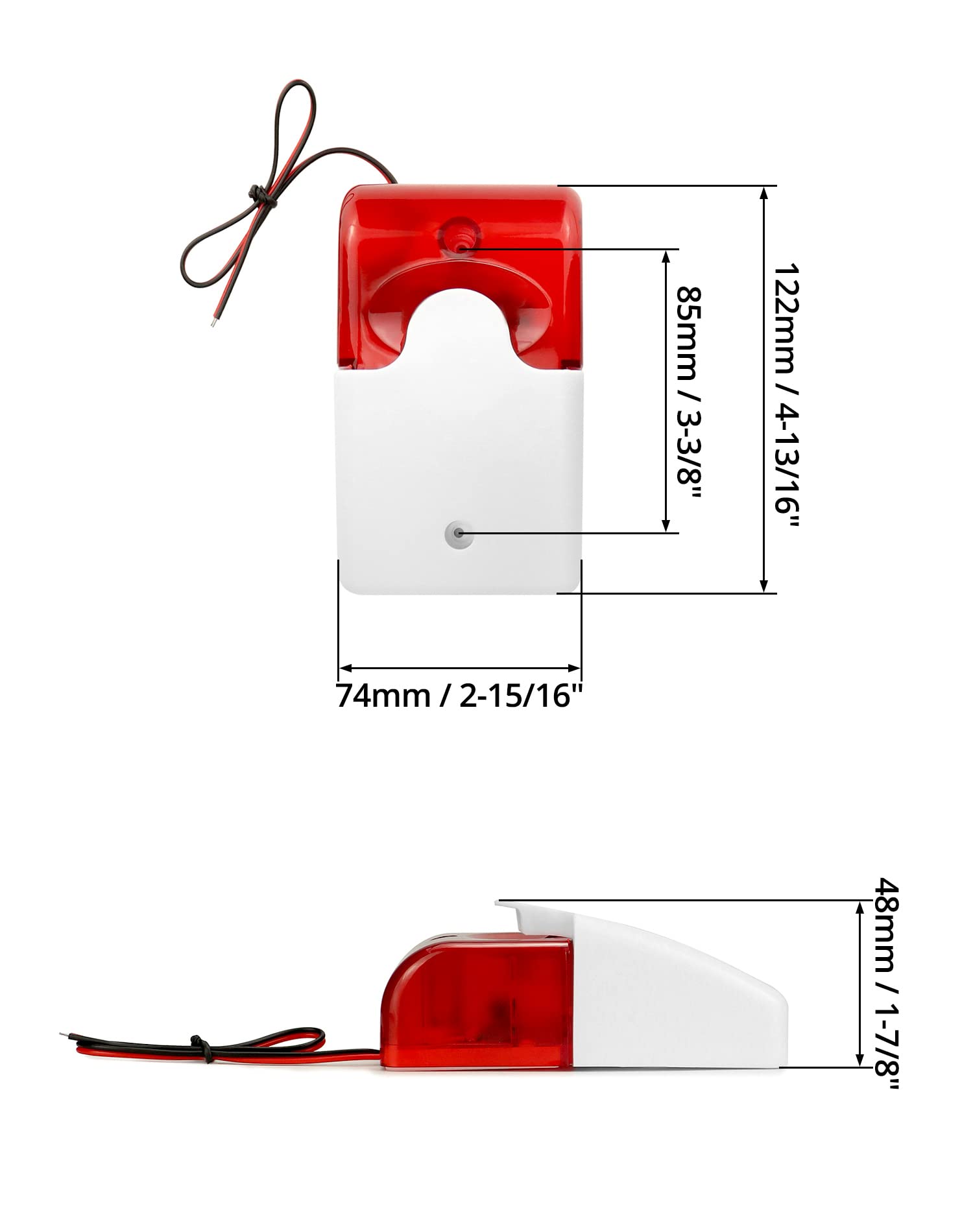 QWORK Electric Security Siren, DC9 to 12V Wired Strobe Siren with Red Light, Sound, and Flash Buzzer for Home Security Alarm System