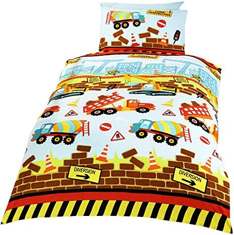 Under Construction Childrens/Boys Single (Twin) Duvet Cover Bedding Set (Twin) (Multicolored)