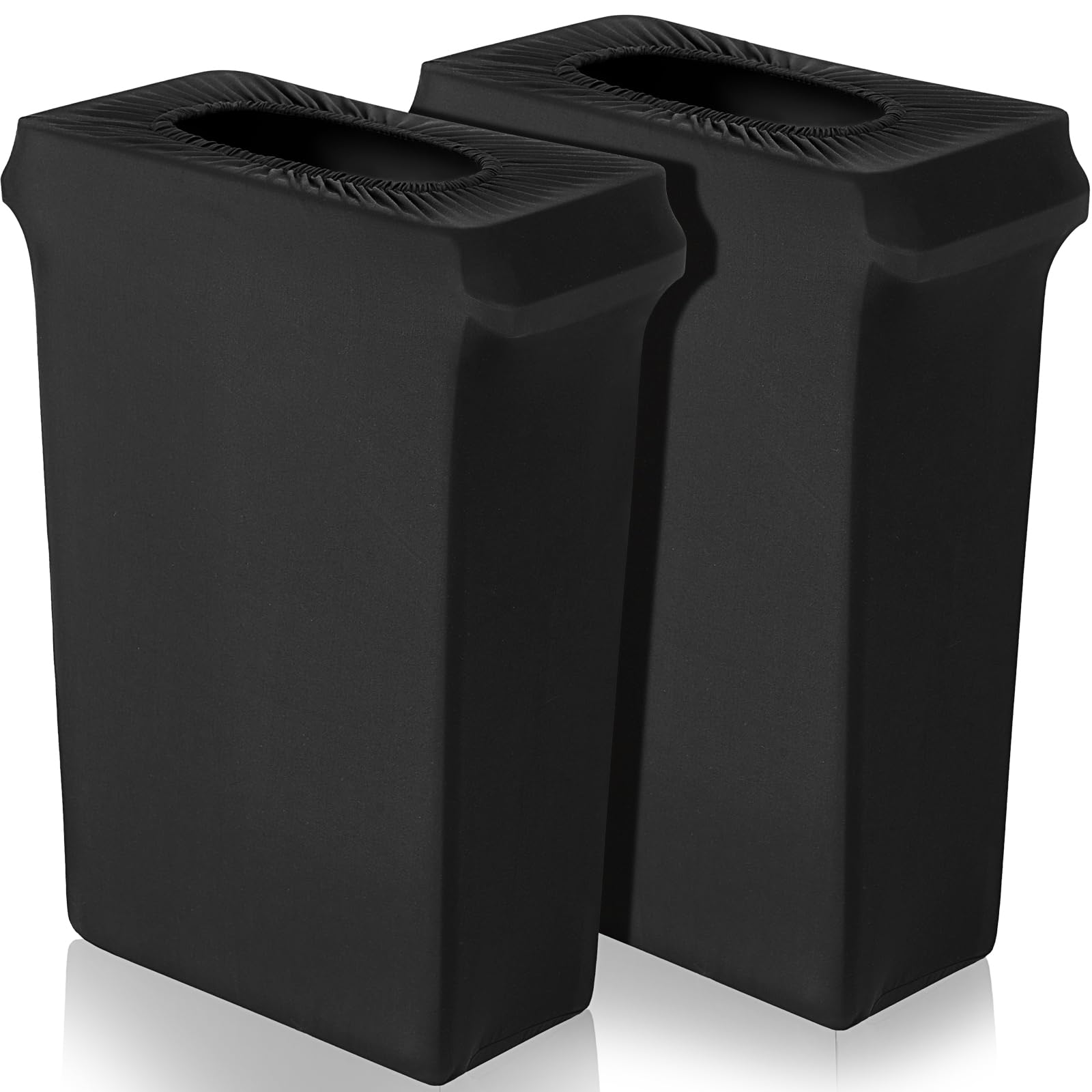 Photo 1 of Windyun 2 Pcs 23 Gallon Black Spandex Stretchable Trash Can Cover Wedding Party Fundraiser Decorations for Home Garden (Not Include Trash Can)