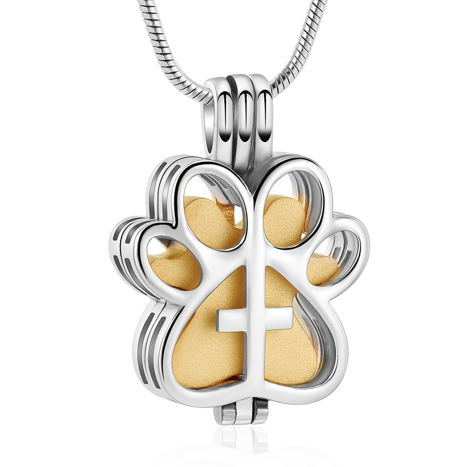 Pet Cremation Jewelry for Dog/Cat Paw Stainless Steel Memorial Locket Urn Necklace with Hollow Urn Cremation Jewelry for Ashes