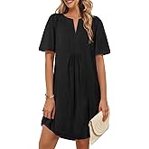 MEROKEETY Women's Summer Casual Shift Dresses Beach Vacation Short Sleeve V Neck Spring Mini Dress