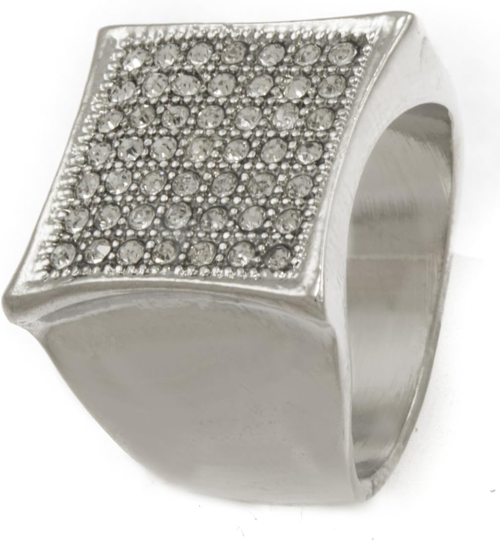 GIFTS INFINITY Men Silver Tone Classic Bling Iced Out Cz Hip Hop Style Ring