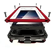 Lunivop for Samsung Galaxy S25 Ultra Case Heavy Duty Metal Phone case with Built-in Screen Protector Lens Protective dust Proof Military Grade Rugged [The Fingerprints Don't Work] Red