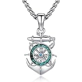 Hagkew Nautical Anchor Necklace for Men 925 Sterling Silver Anchor Pendant Necklace Nautical Jewelry for Women Men Travelers Graduates