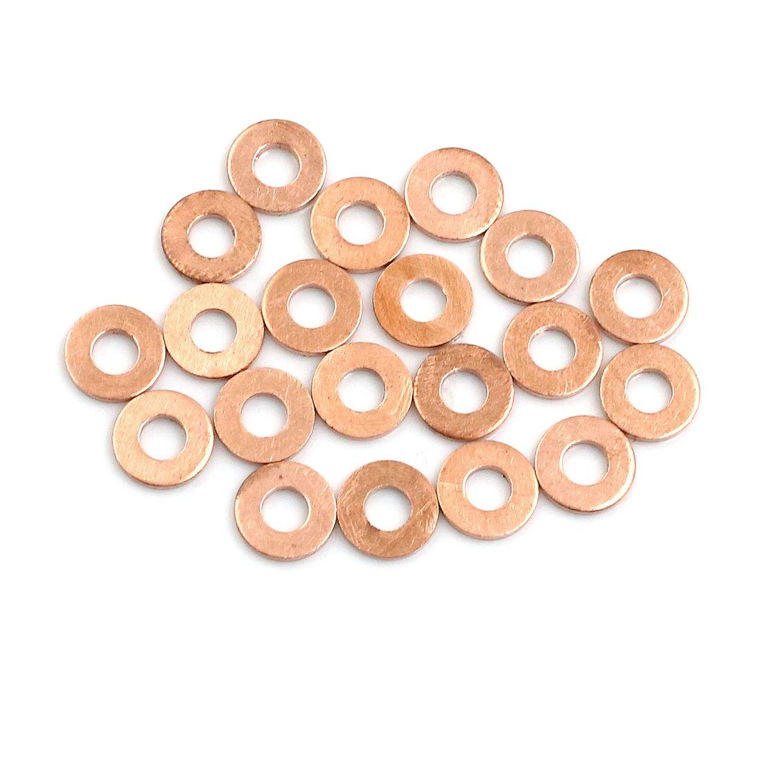 X AUTOHAUX 20 Pcs 4mm Inner Dia Copper Washers Flat Sealing Gaskets Rings