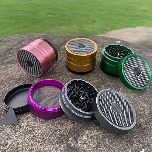 Ausma 4 Pieces 2.5 inch Large Metal Grinder with Pollen Catcher,Scraper and Magnetic Top for Herbs,Spices(Purple)