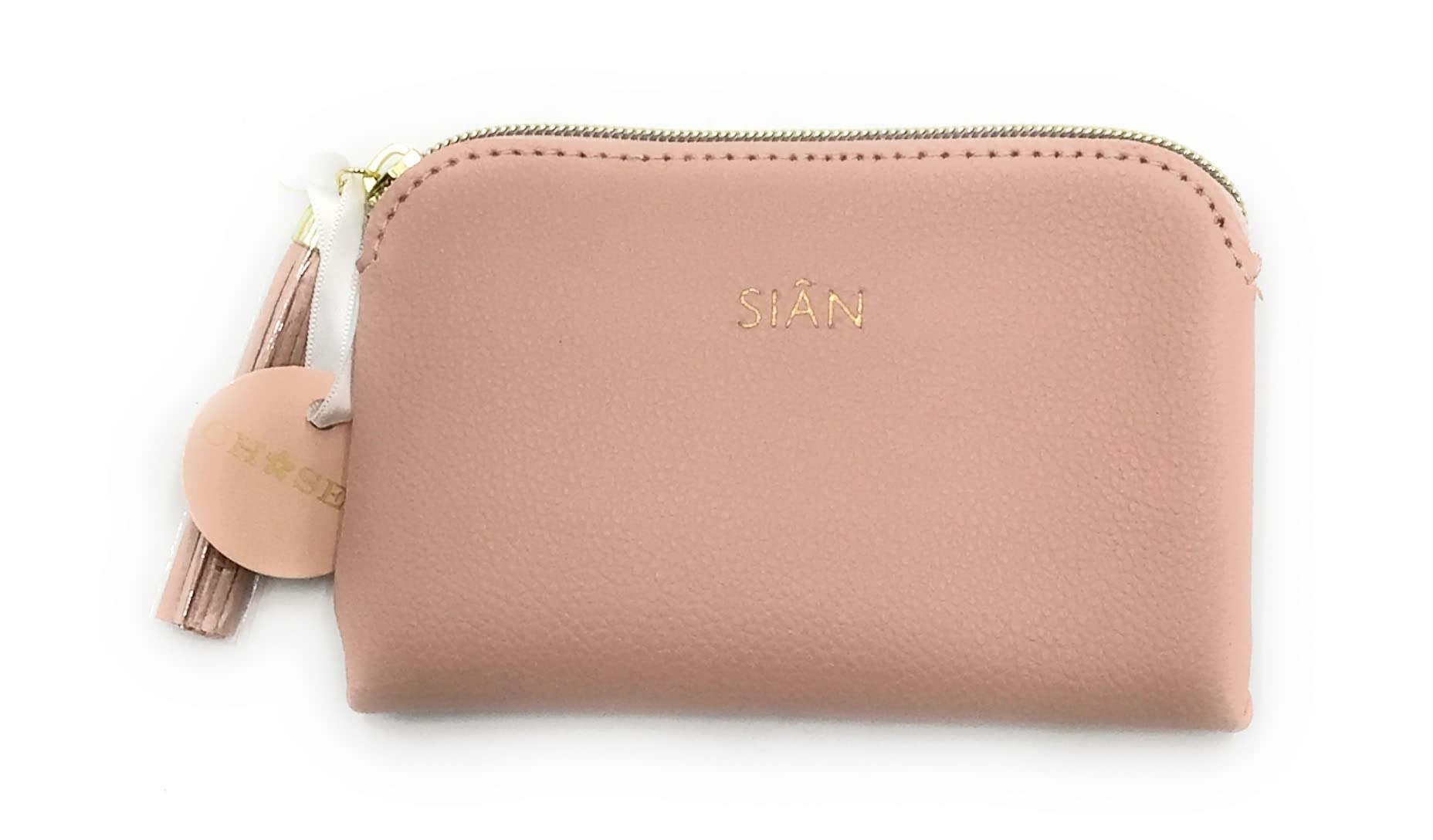 Chosen Personalised 'SIAN' Light Pink Make-up Bag/Purse. Gold Zip with Pink Tassel. Stocking Filler, Gift, Present