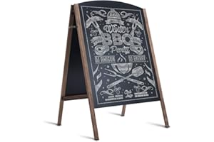 Tangkula 40 x 26 Inches A-Frame Chalkboard Sign, Rustic Wooden Double-Sided Standing Sidewalk Chalkboard Sign Sandwich Board, Ideal for Businesses Wedding Announcements & Events