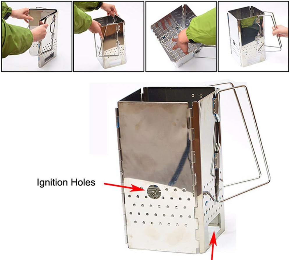 Portable Chimney Starter Stainless Steel Outdoor BBQ Foldable Charcoal Starter: Home Improvement