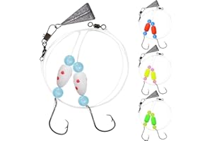 CWSDXM Pompano Rigs for Surf Fishing Saltwater Floats Catfishing Pompano Fishing Rigs with Double Circle Hooks and Pyramid Sinker 4pcs/5pcs