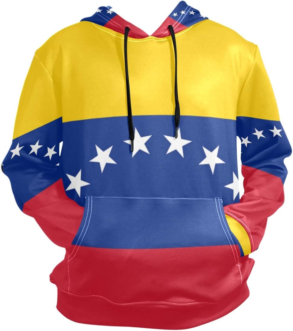 CHINEIN Men's Patterns Print Athletic Sweaters Fashion Hoodies Sweatshirts Venezuela Flag