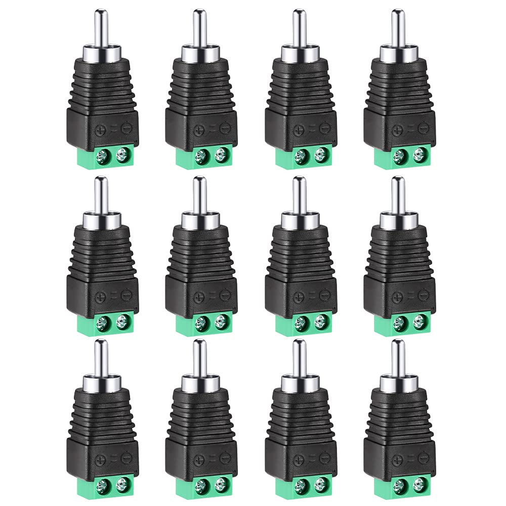 Xwell RCA Audio/Video Screw Terminal Connector, Phono Male Plug Adapter, Solderless Speaker Wire Connectors — image 1