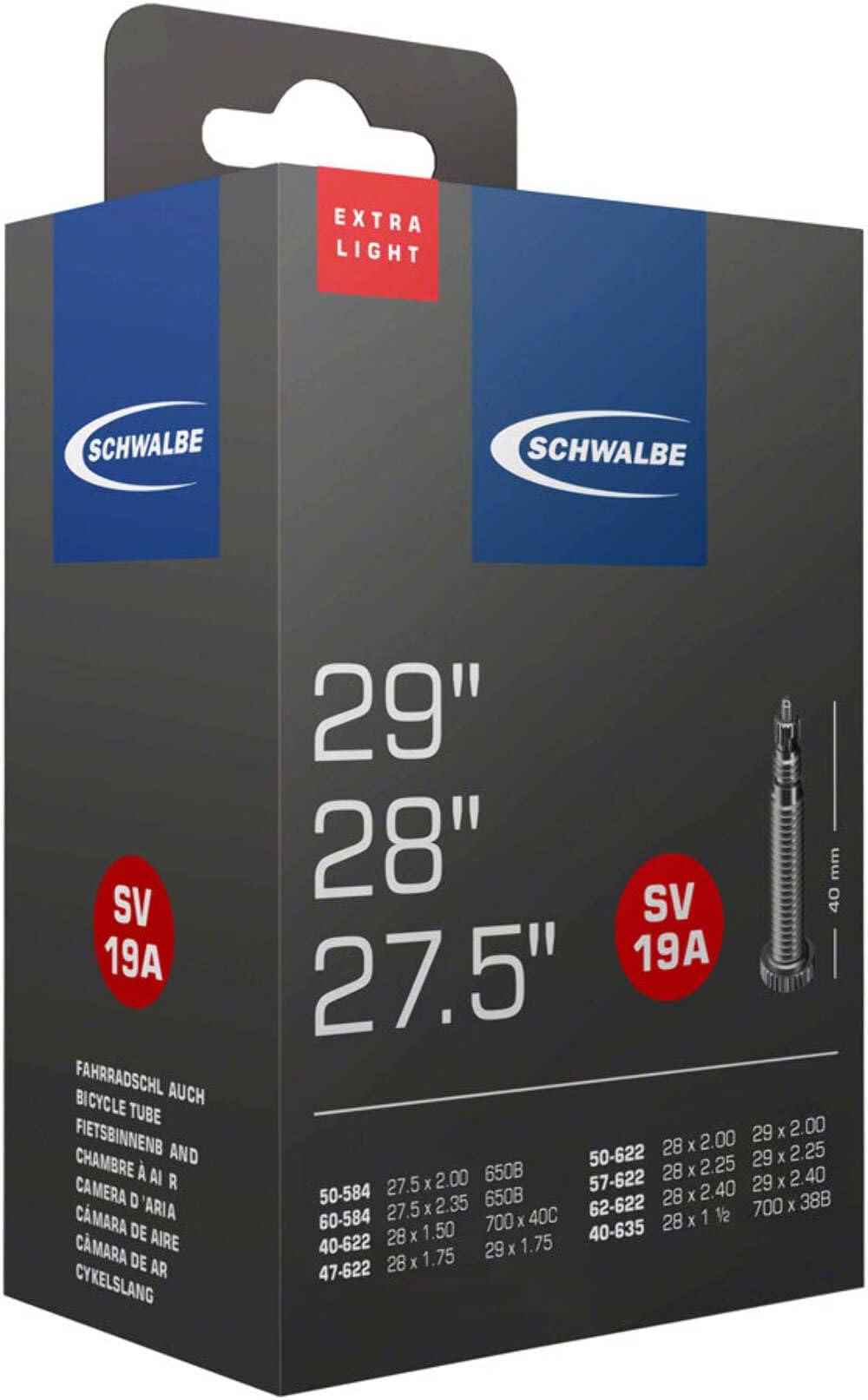 Schwalbe Extra Light Bicycle Tire Tube (40mm Presta, 28/700c x 1.5-2.35)