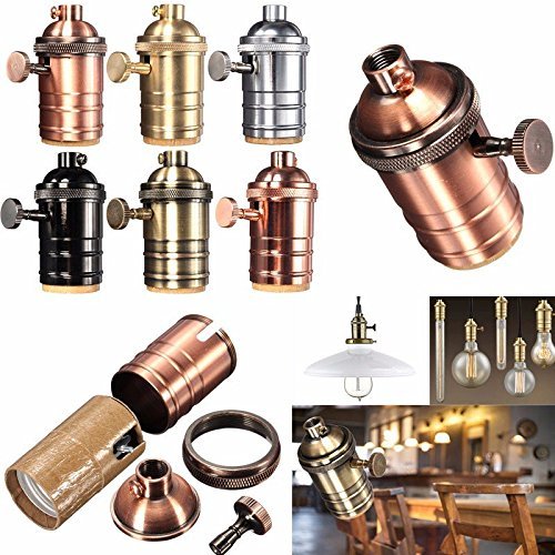 4 X E27 di Rame Retro Antico Con Interruttore Socket Screw Edison Luce della Lampada a Sospensione Holder (Rosa Golden)