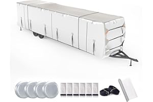 SELIMON 300D Top Travel Trailer RV Cover with Waterproof PU Coating Rip-Resistent & Anti-UV Winter Camper Cover Fits 33' to 35' Travel Trailer