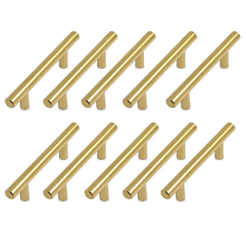 Margueras pack of 10, stainless steel kitchen cupboard handles, black T-bars with screws Trous 96mm