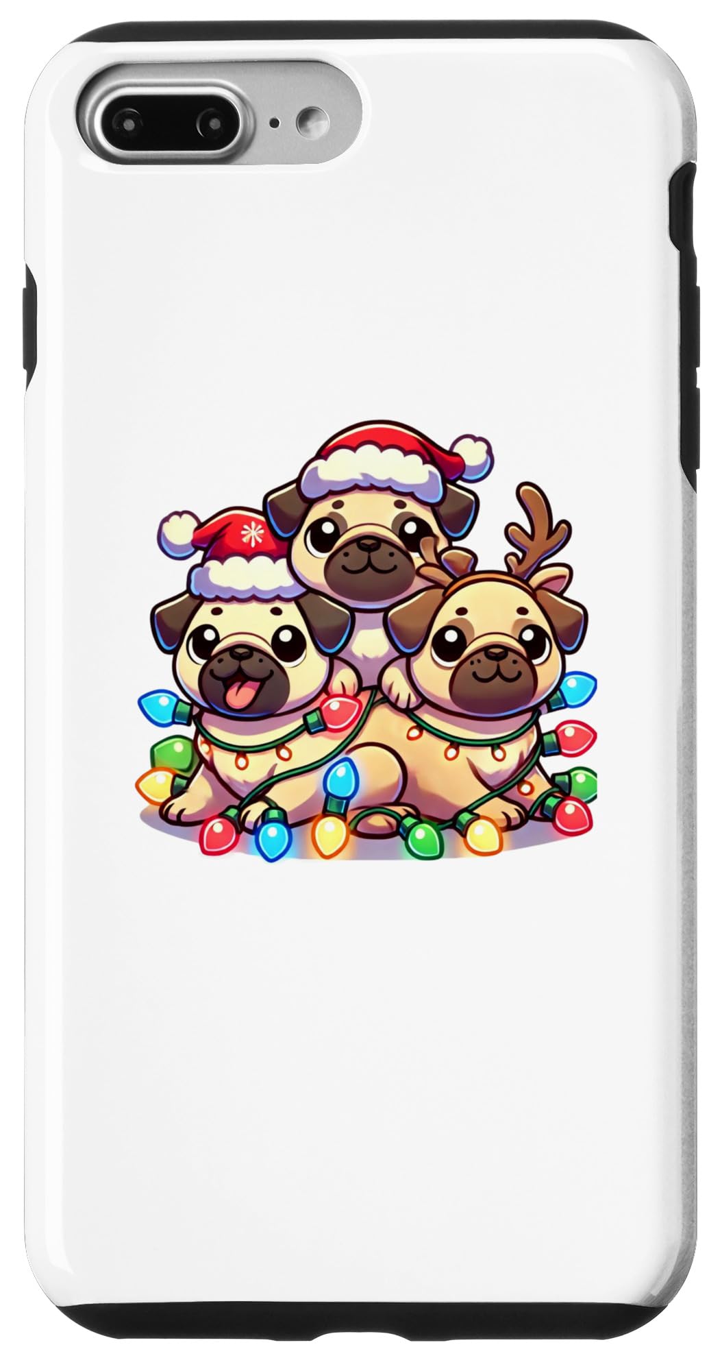 iPhone 7 Plus/8 Plus Kawaii Anime Pug Christmas Kids Womens Mens Case