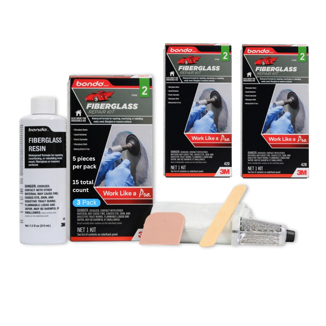 3M Bondo Fiberglass Resin 3 Repair Kits, 0.45 Pint Each (00420) Image