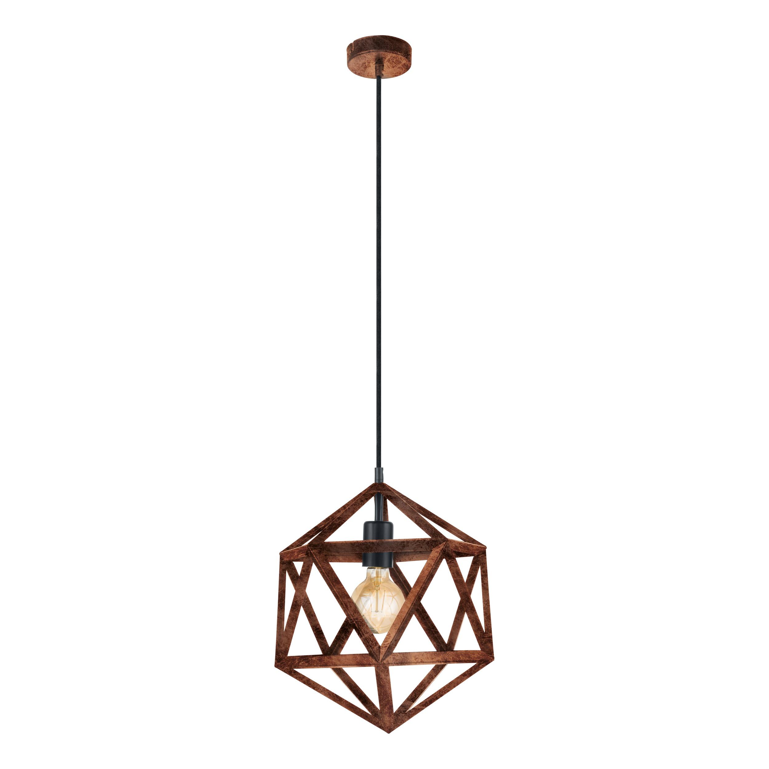 Eglo Pendant Light Embleton, 1-Light Hanging Lamp Industrial Vintage Retro, Steel Pendant in Antique Copper, Dining Table Lamp, Hanging Living Room Light with E27 Socket, Ø 30.5 cm