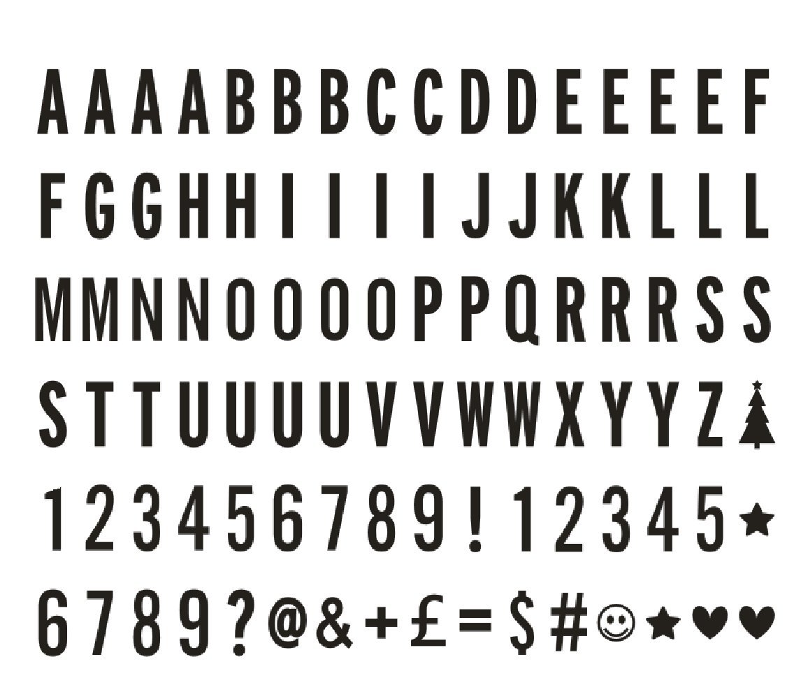 Light Up Cinema Light Box A4 Aize with 96 Letters LED Light DIY Message Box Battery/USB Powered (Light box with 96 Symbols)