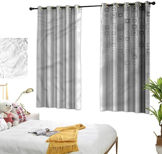 Amazon Com Lace Curtains Grey Simplistic Rectangle Square 84 X84