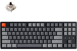 Keychron K8 87 Keys Wireless Mechanical Keyboard, 80% Layout Bluetooth TKL Tenkeyless RGB Backlight with Gateron G Pro Brown Switch Aluminum Frame USB-C Wired Gaming Keyboard for Mac Windows