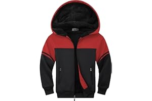 SECOOD Kids Hoodie Fleece Jacket Warm Sherpa Lined Zip Up Hooded Sweatshirt Soft Winter Coat Boys Girls School Outerwear
