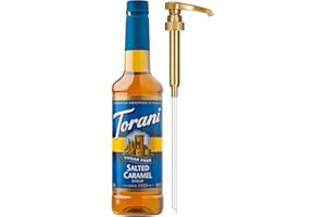 Torani Sugar Free Coffee Syrup, Salted Caramel Flavored Syrup for Drinks, Zero Calorie, Pump Included, 25.4 Fl Oz
