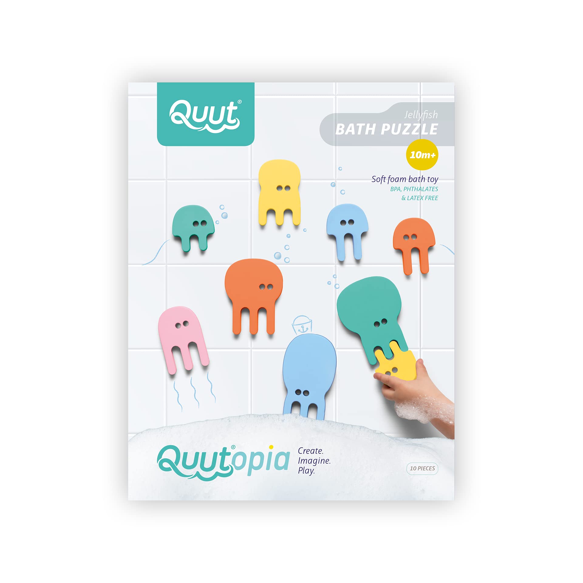 Quutopia - Jellyfish Bath Puzzle, White, Gray, and Red