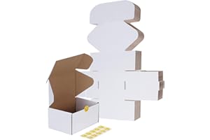 RLAVBL 10 Pack 6x4x3 Small Shipping Boxes, White Corrugated Cardboard Box for Packing, Mailing, Business
