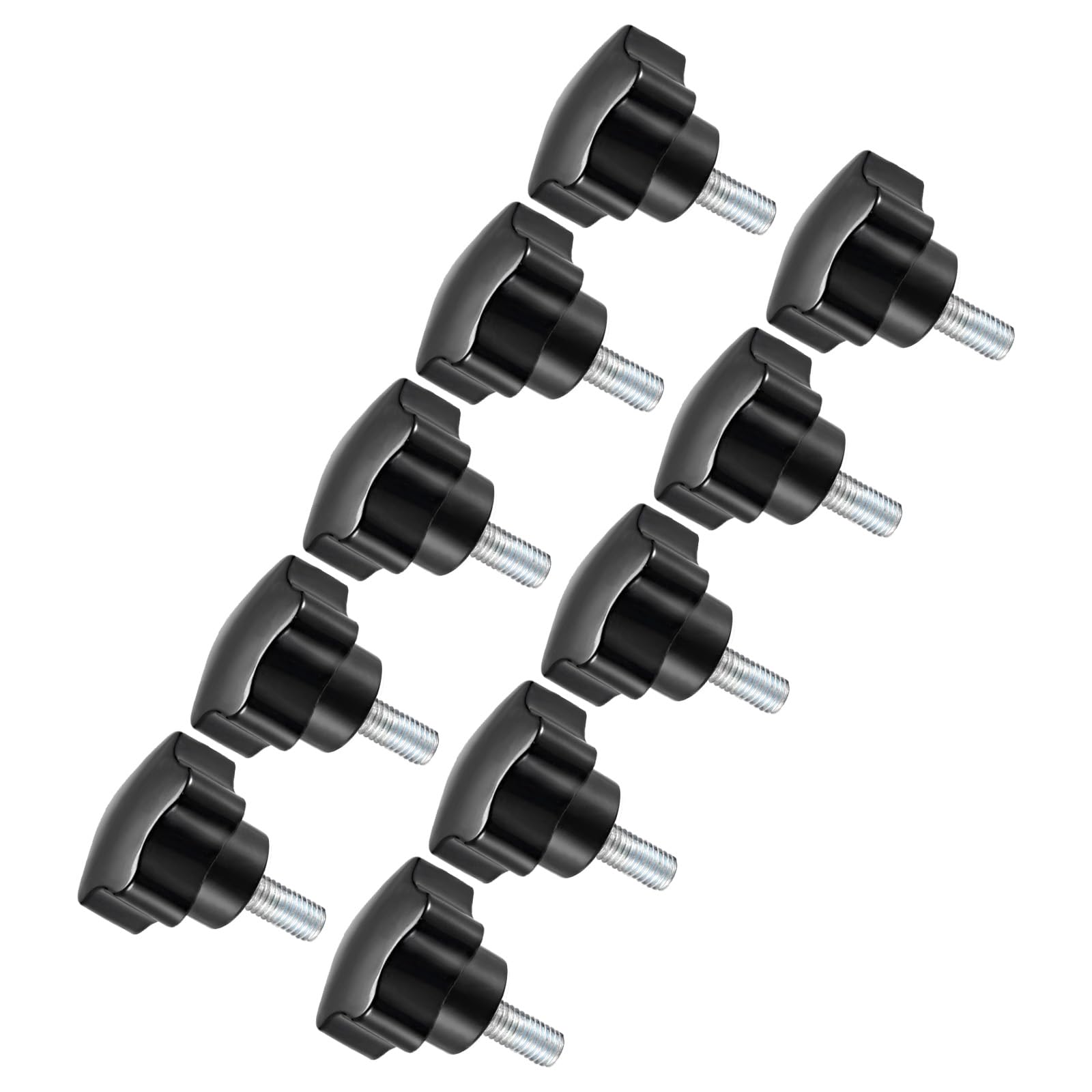 CoCud Star Clamping Knobs, M8 x 10mm Male Thread 31mm Head, Plastic Thumb Screw Grip Hand Knobs Threaded Bolt Black - (Applications: for Lathe Machinery), 10-Pieces