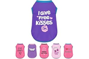 ZIAGAOP Color-Blocked Dog Tank Top with Playful Heat Transfer Designs – Lightweight Polyester Shirt for Small,MediumDogs, Perfect for Casual Outings.I Give Free Kisses Deep Purple XS