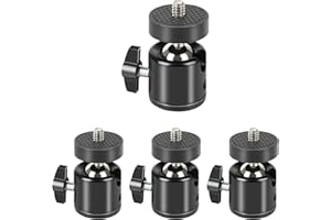 Daniob 4-Pack Mini Ball Head, Tripod Head with 1/4" hot Shoe, 360° Rotatable Ball Head Camera Mount Adapter, Max Load 5.5 lb 