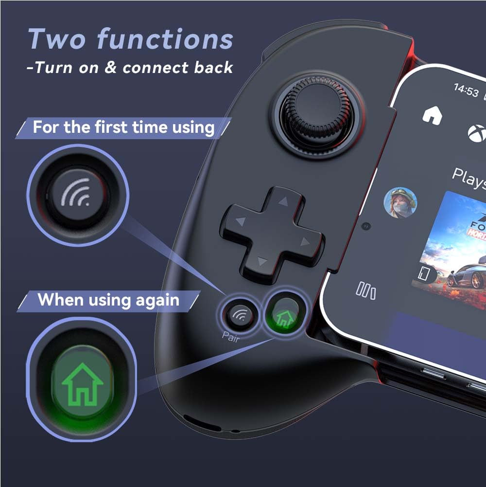 ShanWan Bluetooth Mobile Game Controller for Steam, Fortnite, Apex, Diablo Immortal, Call of Duty, Mobile & More (For iPhone&Android, Black1)