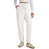 CRZ YOGA Fleece Sweatpants Women Cotton Joggers High Waisted Lounge Casual Travel Elastic Bottom Pants with Pockets