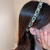 Wiwpar Rhinestone Crystal Headband for Women Girls Sparkly Pearl Beaded Hair Hoops Party Headwear Vintage style Bling Accessories for Women Girls Christmas Gift (Green)
