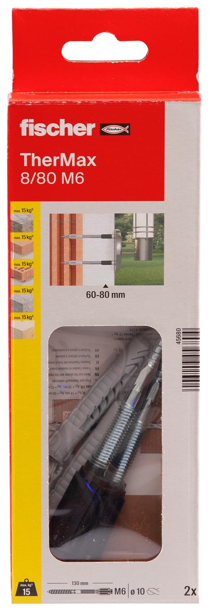 Fischer 45680 8/80 M6 B "Thermax" Stand-off Installation - Multi-Colour (2-Piece) — image 1