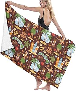 Toalla de playa Vintage Conjunto de iconos y símbolos hawaianos Toallas